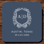 Modernes Monogram Hochzeitblaues Wappen Rechteckiger Pappuntersetzer<br><div class="desc">Fügen Sie Ihren Feiern eine elegante Touch mit dem modernen Monogram Wedding Wappen Square Paper Untersetzer hinzu. Diese Untersetzer mit einem ausgeklügelten Monogramm-Wappen sind ideal für Hochzeiten, Verlobungsfeiern oder Brautpartys. Stilvolle quadratische Form und hochwertiges, absorbierendes Papier schützen Oberflächen und verbessern Ihre Dekoration. Personalisieren Sie Ihre Initialen für eine einzigartige Touch....</div>