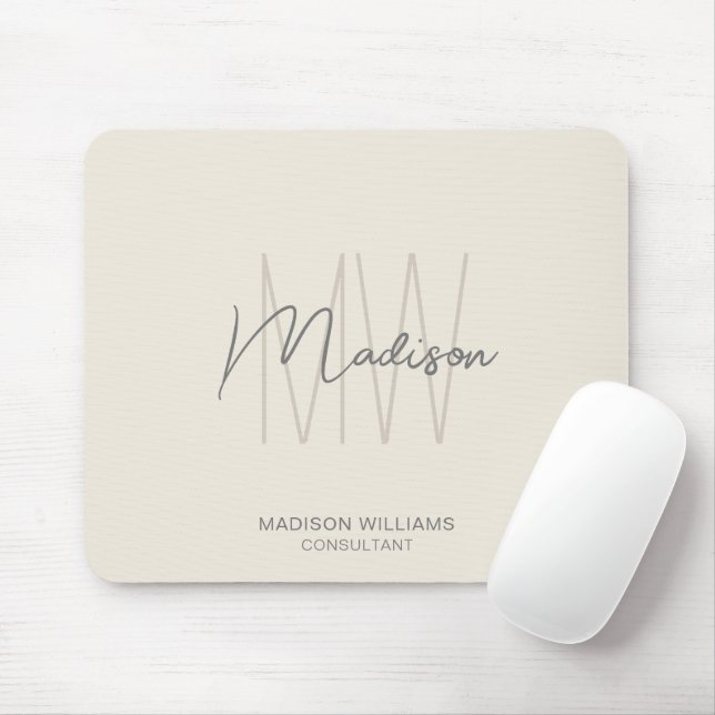 Modernes Monogram Logo Creme Tan Consultant Mousepad (Mit Mouse)
