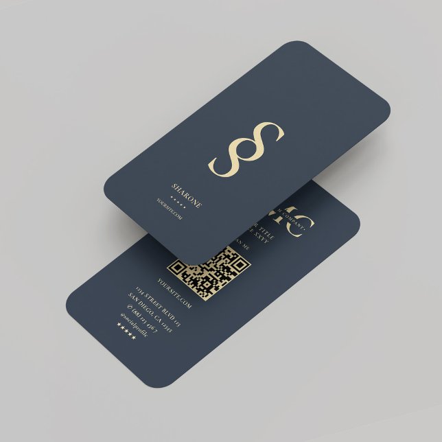 Modernes Monogram Logo S Dark Blue Beruflich Visitenkarte (Modern Monogram Logo S Dark Blue Professional Business Card
)