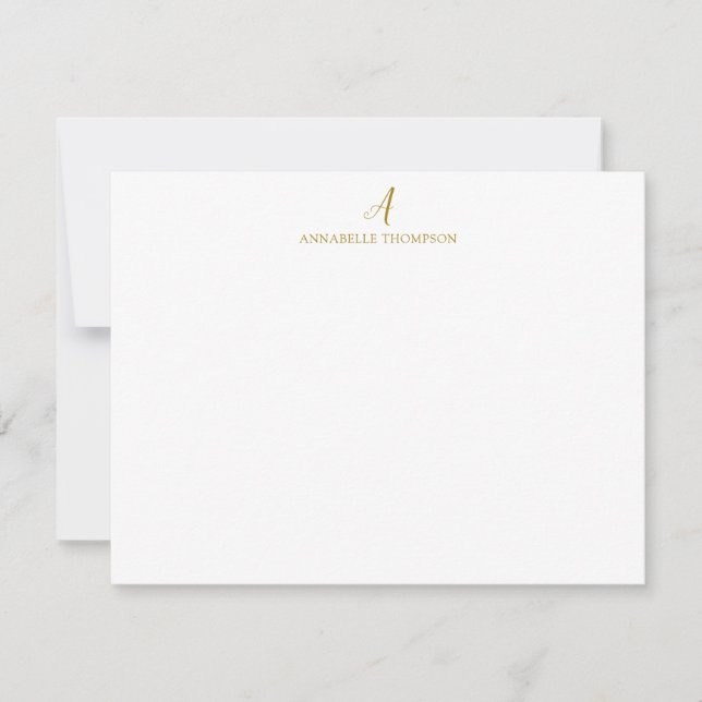 Modernes Monogram Luxury Gold Personal Stationer N Mitteilungskarte (Vorderseite)