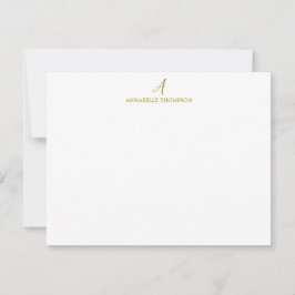 Modernes Monogram Luxury Gold Personal Stationer N Mitteilungskarte