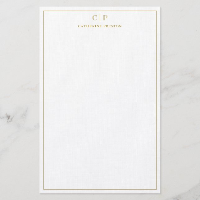 Modernes Monogram Luxury Gold Personal Stationery Briefpapier (Vorderseite)