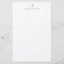 Modernes Monogram Luxury Gold Personal Stationery