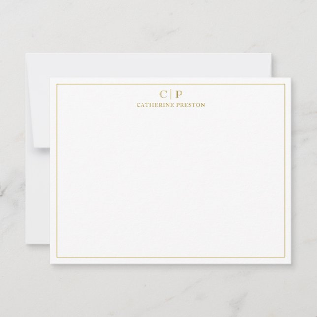 Modernes Monogram Luxury Gold Personal Stationery Mitteilungskarte (Vorderseite)