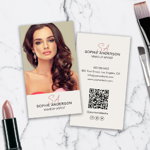 Modernes Monogram Makeup Artist Foto Visitenkarte