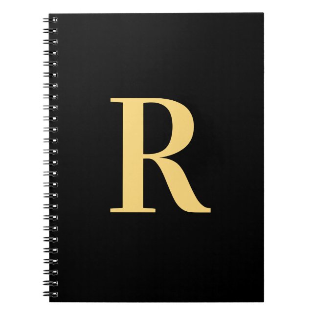 Modernes Monogram Minimal Black Gold Notizblock (Vorderseite)