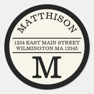 Modernes Monogram Personal Round Address Label Runder Aufkleber