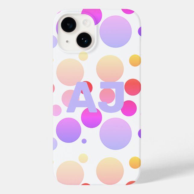 Modernes Monogram Polka Dot Lila Lilac Ombre Case-Mate iPhone 14 Hülle (Rückseite)