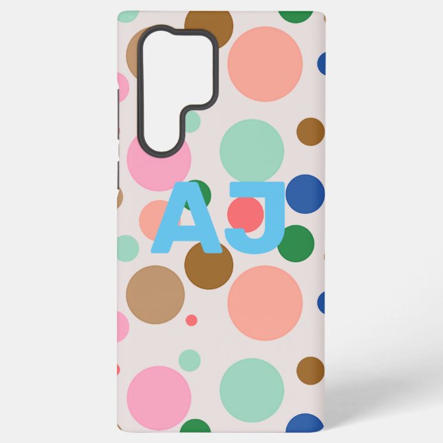 Modernes Monogram Polka Dot Muster Samsung Galaxy Hülle (Rückseite)