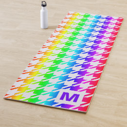 Modernes Monogram Rainbow Ombre Hahnentrittmuster  Yogamatte