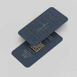 Modernes Monogram Science Scientist Dark Blue Gold Visitenkarte<br><div class="desc">Moderne Monogram Science Scientist Dark Blue Gold Visitenkarte mit QR-Code</div>