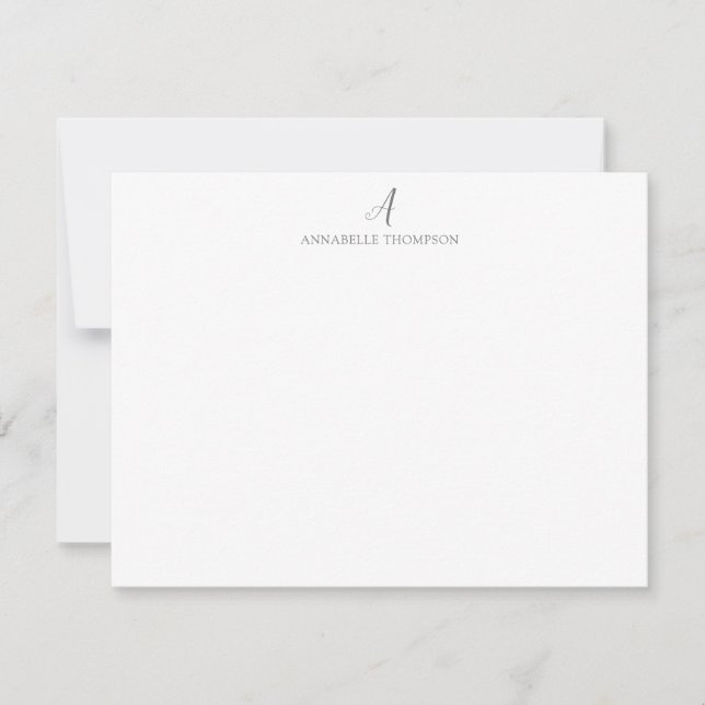 Modernes Monogram Smokey Gray Personal Stationer N Mitteilungskarte (Vorderseite)