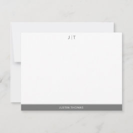 Modernes Monogram Smokey Gray Personal Stationer N Mitteilungskarte