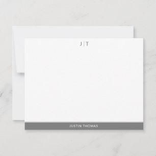 Modernes Monogram Smokey Gray Personal Stationer N Mitteilungskarte
