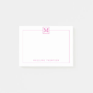 Modernes Monogram Square Border Magenta Post-it Klebezettel
