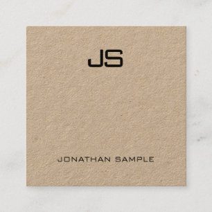 Modernes Monogram Template Elegant Real Kraft Pape Quadratische Visitenkarte