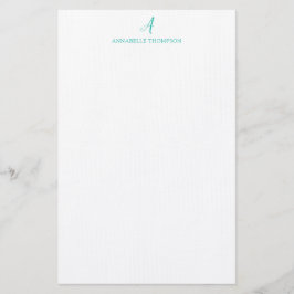 Modernes Monogram Turquoise Personal Stationery  Briefpapier