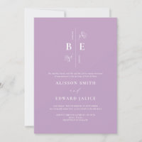 Modernes Monogram Wappen Lavender Lilac Wedding