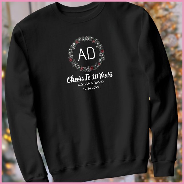 Modernes Monogramm 10. Hochzeitssänger Sweatshirt (Von Creator hochgeladen)