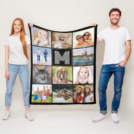 Modernes Monogramm 11 FotoCollage - benutzerdefini Fleecedecke