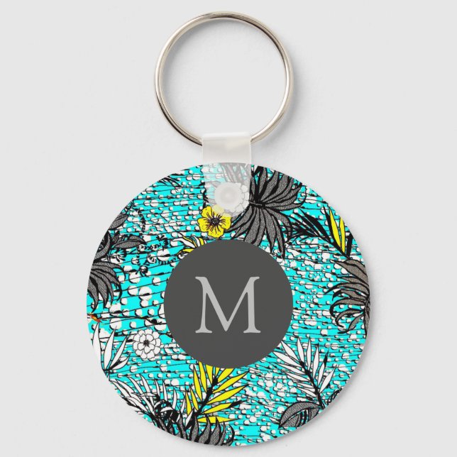 Modernes Monogramm Abstrakter Exotik Schlüsselanhänger (Rückseite)