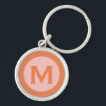 Modernes Monogramm Anfangsbuchstabe Rosa Orange Schlüsselanhänger<br><div class="desc">Moderner mit Monogramm Schlüsselanhänger mit Monogramm initial in klassischer Blocktypografie in Rosa und Orange.</div>
