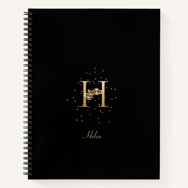 Modernes Monogramm Anfangsbuchstaben H Muster Notizbuch (Vorderseite)