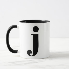 Modernes Monogramm Anfangsbuchstaben J Schwarz und Tasse