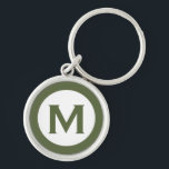 Modernes Monogramm-Anfangsbuchstaben Olive Schlüsselanhänger<br><div class="desc">Moderner mit Monogramm Schlüsselanhänger mit Monogramm zuerst in Olivgrün und Weiß.</div>