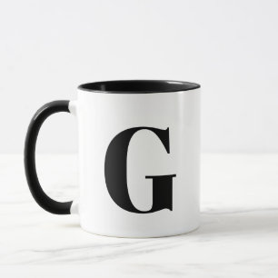 Modernes Monogramm Anfangsbuchstaben Schwarz Tasse