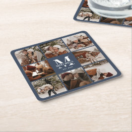 Modernes Monogramm Anfangsname und Foto der Marine Rechteckiger Pappuntersetzer