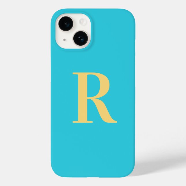 Modernes Monogramm Aquamarines Aqua Case-Mate iPhone 14 Hülle (Rückseite)