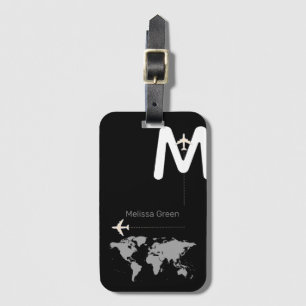Modernes Monogramm auf schwarz Gepäckanhänger