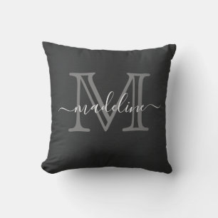 Modernes Monogramm aus gebürstetem Metall Kissen