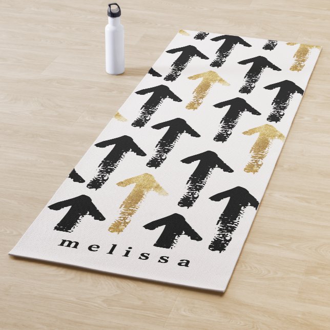 Modernes Monogramm aus Gold, Schwarz und Weiß Yogamatte (Beispiel)