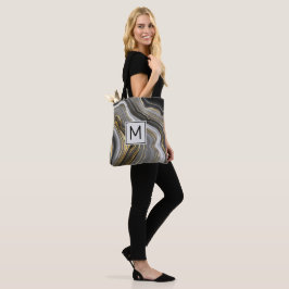 Modernes Monogramm aus Gold und Grau Agate Geode Tasche