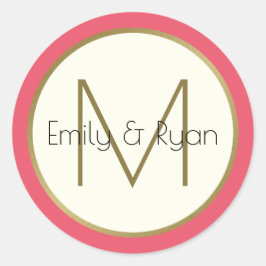 Modernes Monogramm aus Gold und Rosa Runder Aufkleber