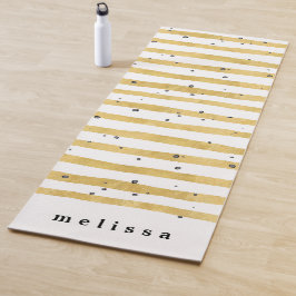 Modernes Monogramm aus Streifen und schwarzen Punk Yogamatte