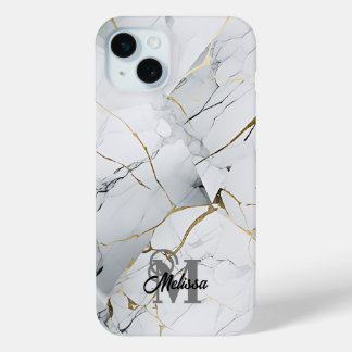Modernes Monogramm aus weißem und goldmarmor Case-Mate iPhone Hülle