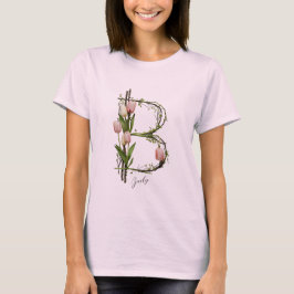 Modernes Monogramm B: Tulipen, Rinde und Reben T-Shirt