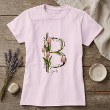 Modernes Monogramm B: Tulipen, Rinde und Reben