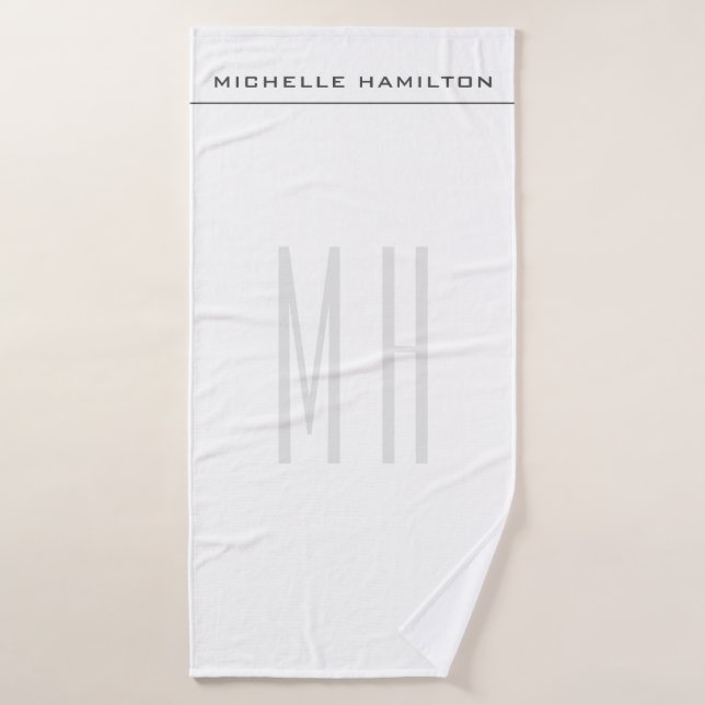 Modernes Monogramm Beruflich Schlicht Minimalistis Badehandtuch (Badehandtuch)