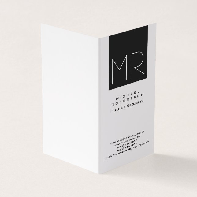 Modernes Monogramm Beruflich Schwarz/Weiß Visitenkarten (Vorderseite)