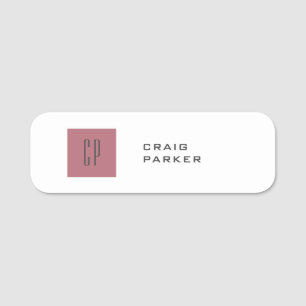 Modernes Monogramm Berufliche Schlichte Rose Gold Namensschild
