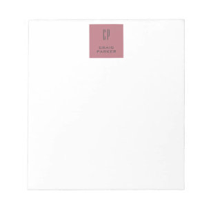 Modernes Monogramm Berufliche Schlichte Rose Gold Notizblock