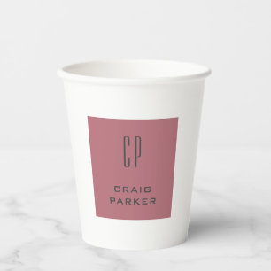 Modernes Monogramm Berufliche Schlichte Rose Gold Pappbecher