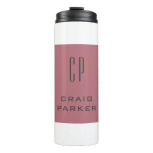 Modernes Monogramm Berufliche Schlichte Rose Gold Thermosbecher