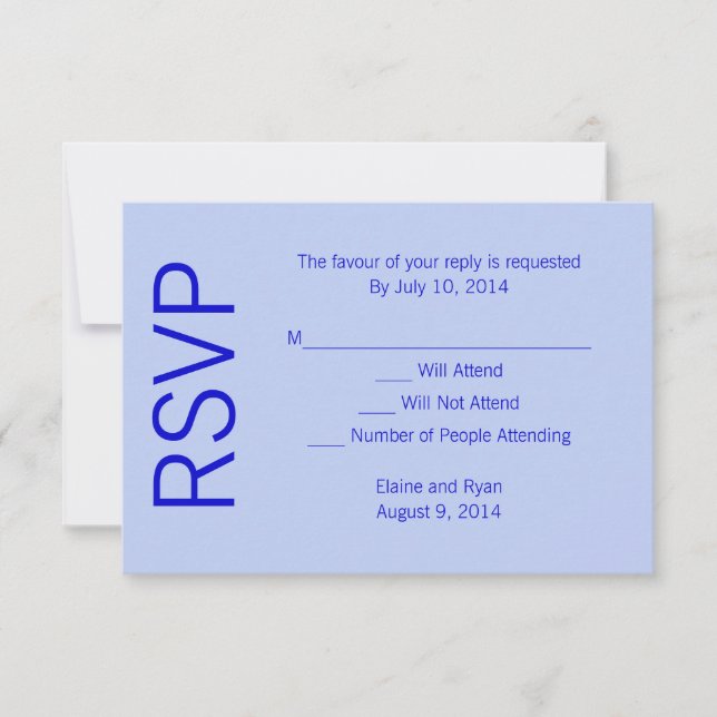 Modernes Monogramm - Blau RSVP Karte (Vorderseite)