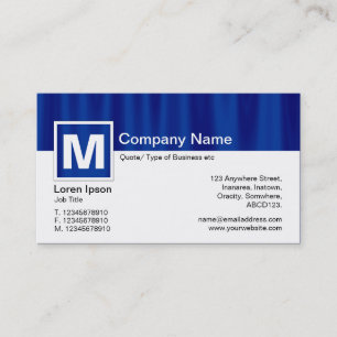 Modernes Monogramm - Blauer Vorhang Visitenkarte