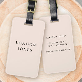 Modernes Monogramm Blush Pink Einfach Personalisie Gepäckanhänger